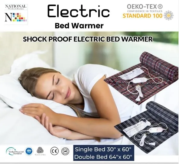 NWF Wool Electric Under Blanket Single Bed Warmer Heating Kambal Hot Blanket for Winter, 30 X 60 Inches (Mix Colors)