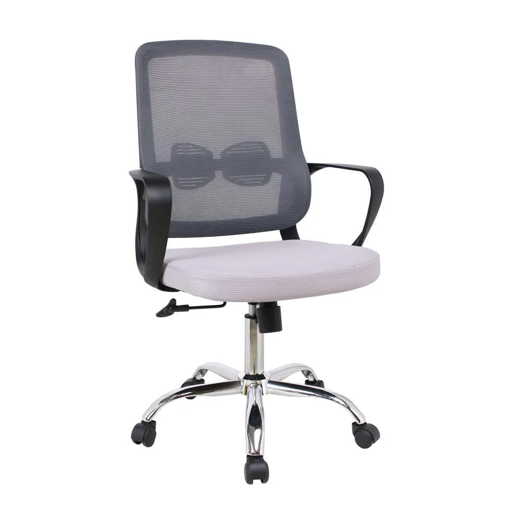 Office Basics Medium Back Mesh Chair Chrome Base 100kg Max Black #SK-1021P