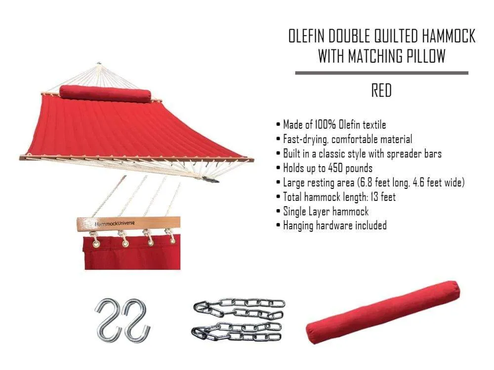 Olefin Double Quilted Hammock with Matching Pillow