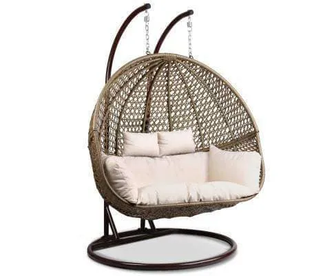 Outdoor Double Hanging Swing Chair - Brown