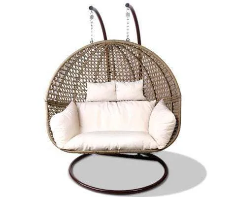 Outdoor Double Hanging Swing Chair - Brown