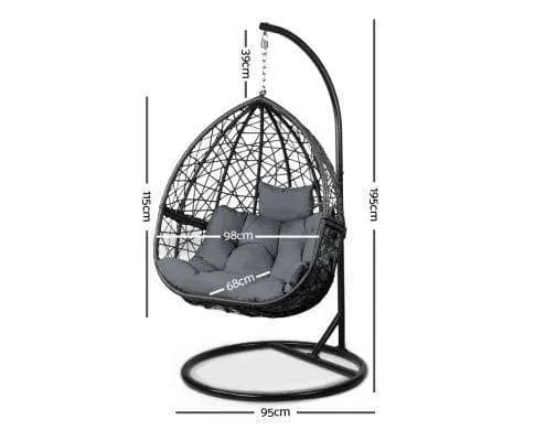 Outdoor Hanging Swing Chair - Black