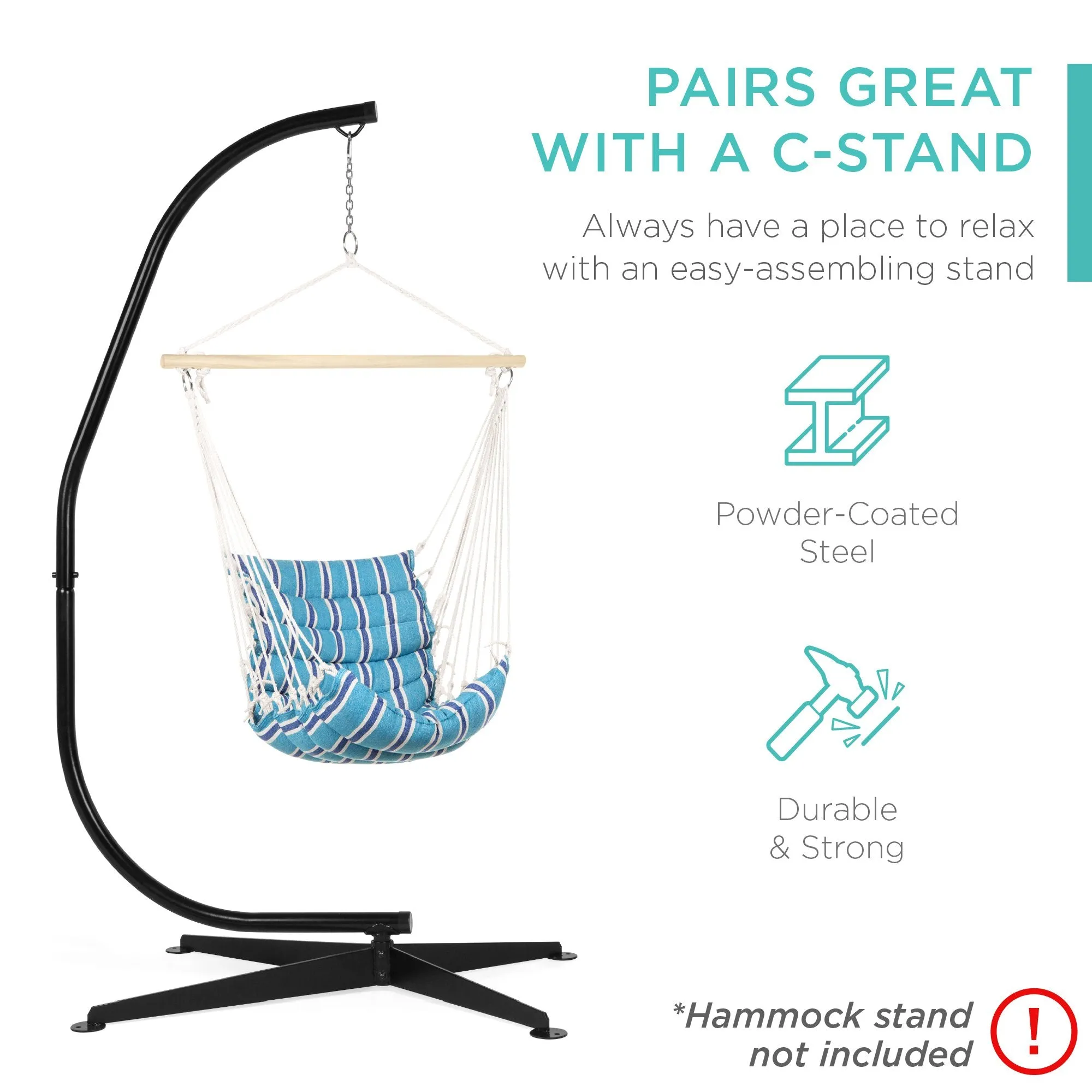 Padded Indoor/Outdoor Cotton Hammock Chair w/ 40in Spreader Bar