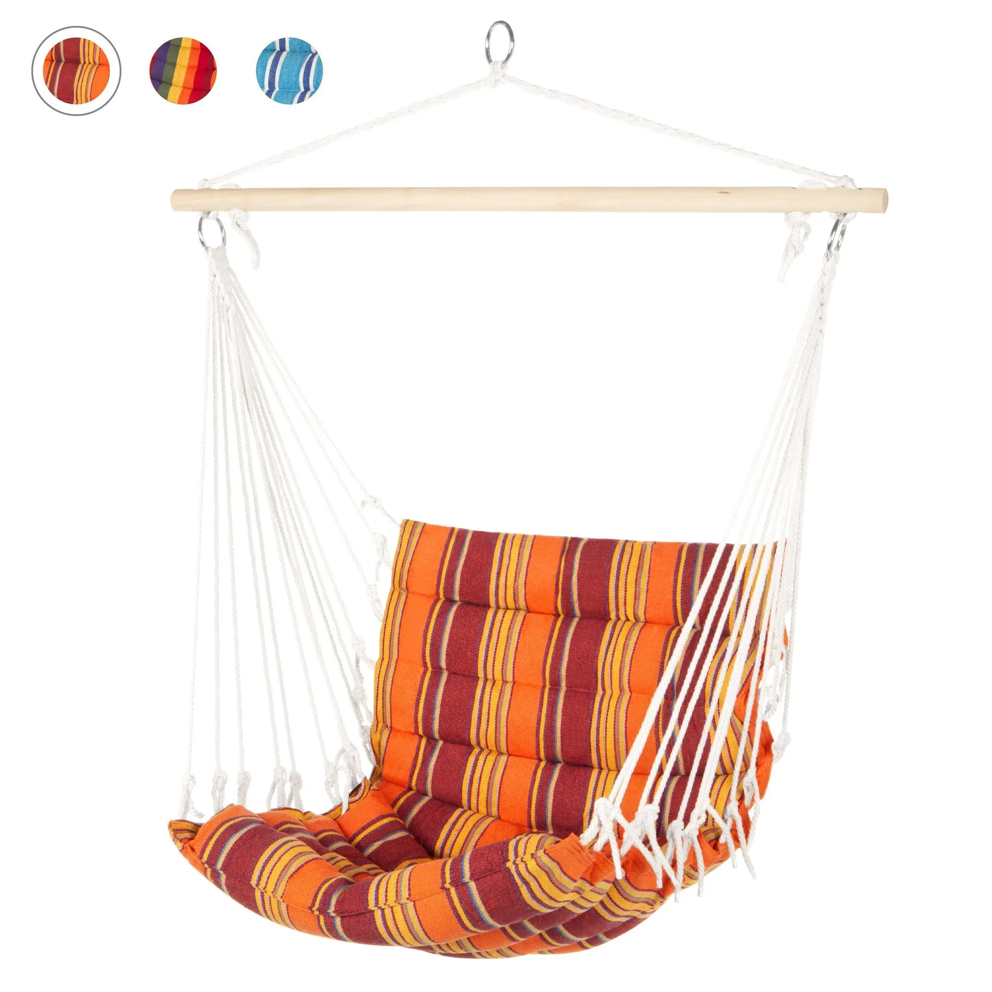 Padded Indoor/Outdoor Cotton Hammock Chair w/ 40in Spreader Bar