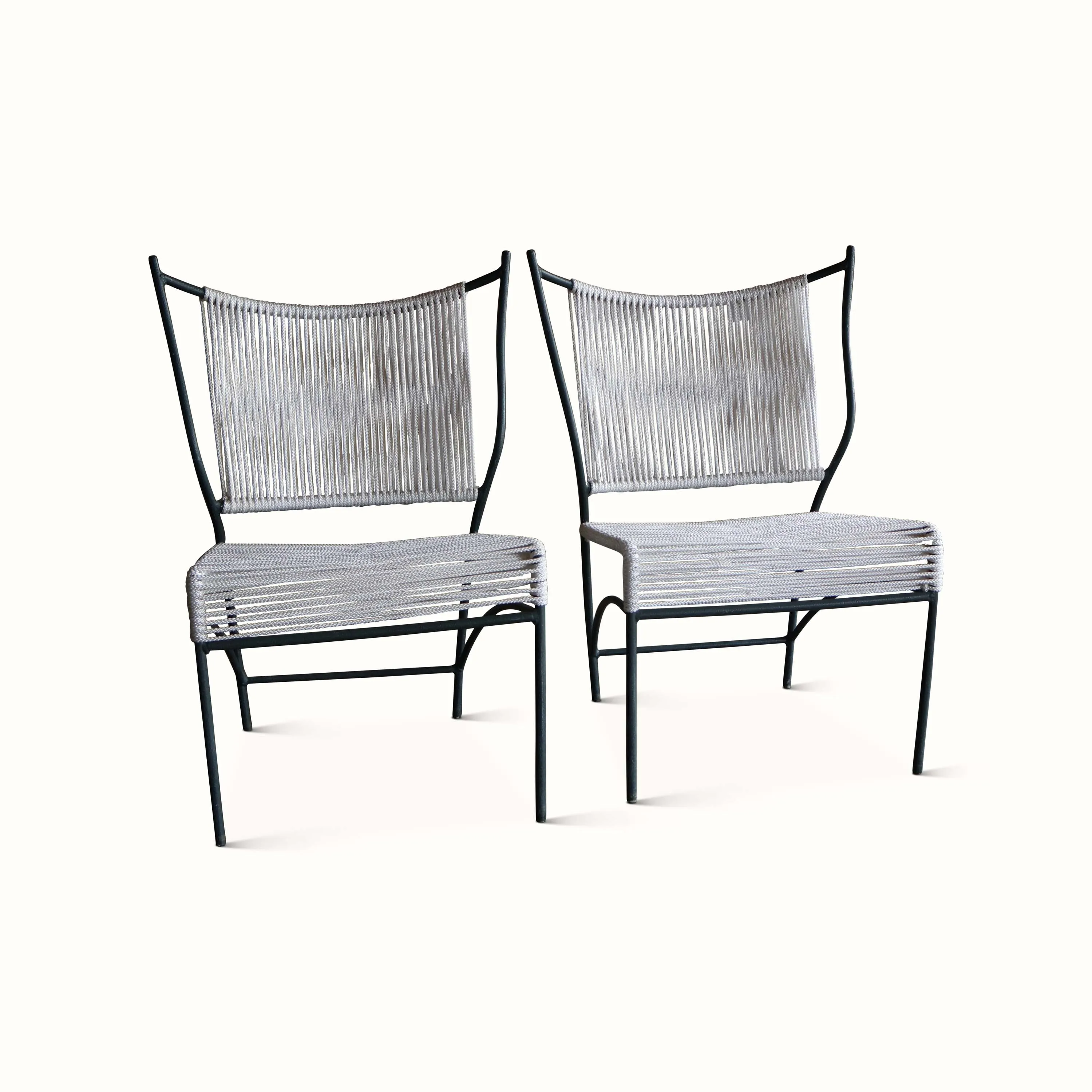 Pair of 1960s Patio Chairs with Cotton Cording