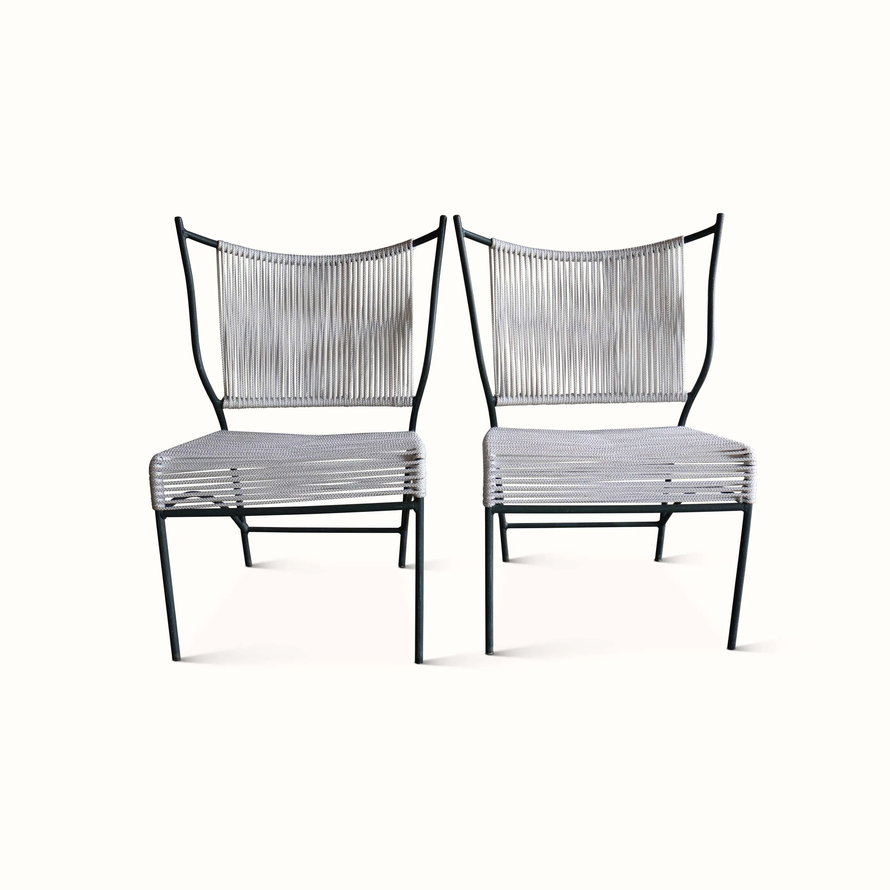 Pair of 1960s Patio Chairs with Cotton Cording