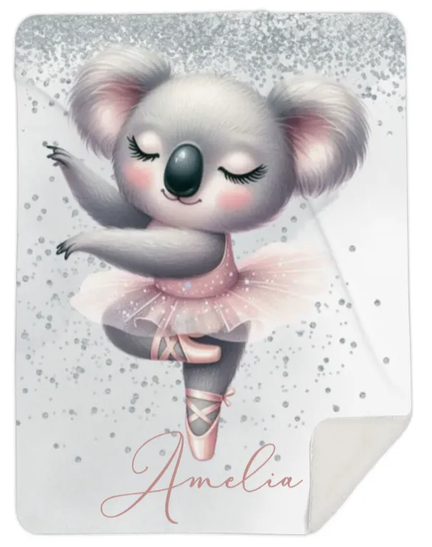 Personalised Ballerina Koala Fleece Blanket