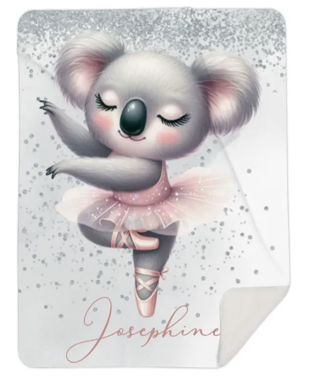 Personalised Ballerina Koala Fleece Blanket