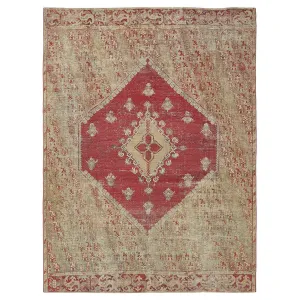 Red Sabideh Vintage Turkish Oushak Rug - 9'1" x 12'2"