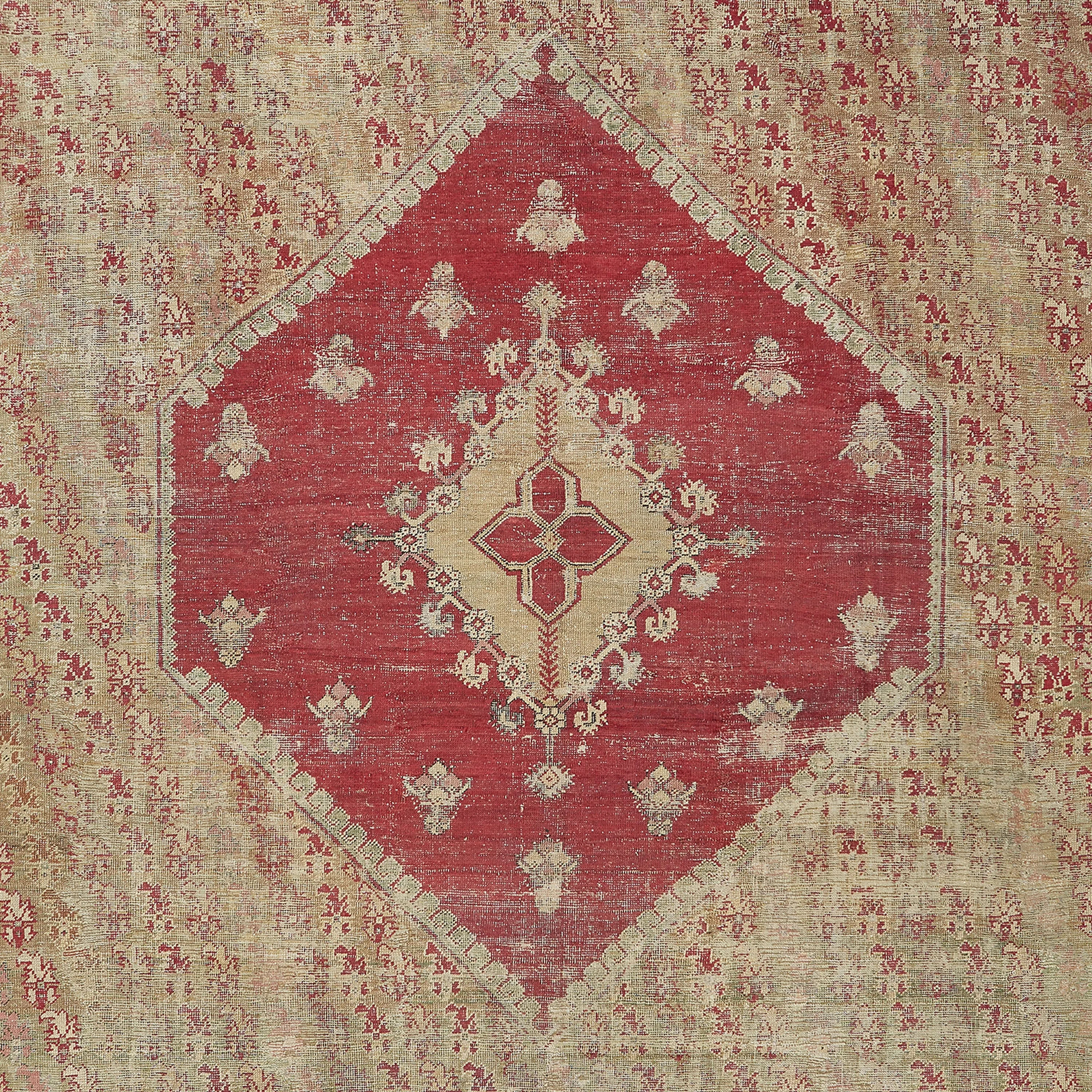 Red Sabideh Vintage Turkish Oushak Rug - 9'1" x 12'2"