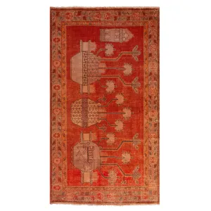 Red Vintage Traditional Wool Kohtan Rug - 4'9" x 8'7"