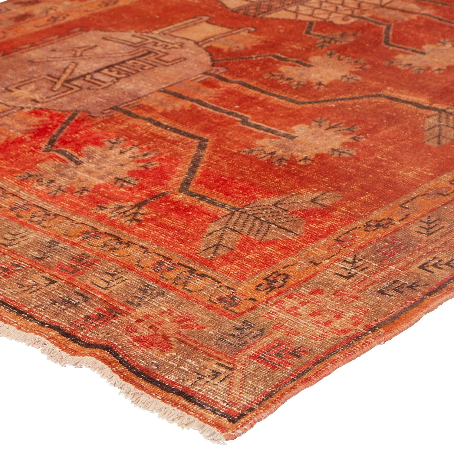 Red Vintage Traditional Wool Kohtan Rug - 4'9" x 8'7"