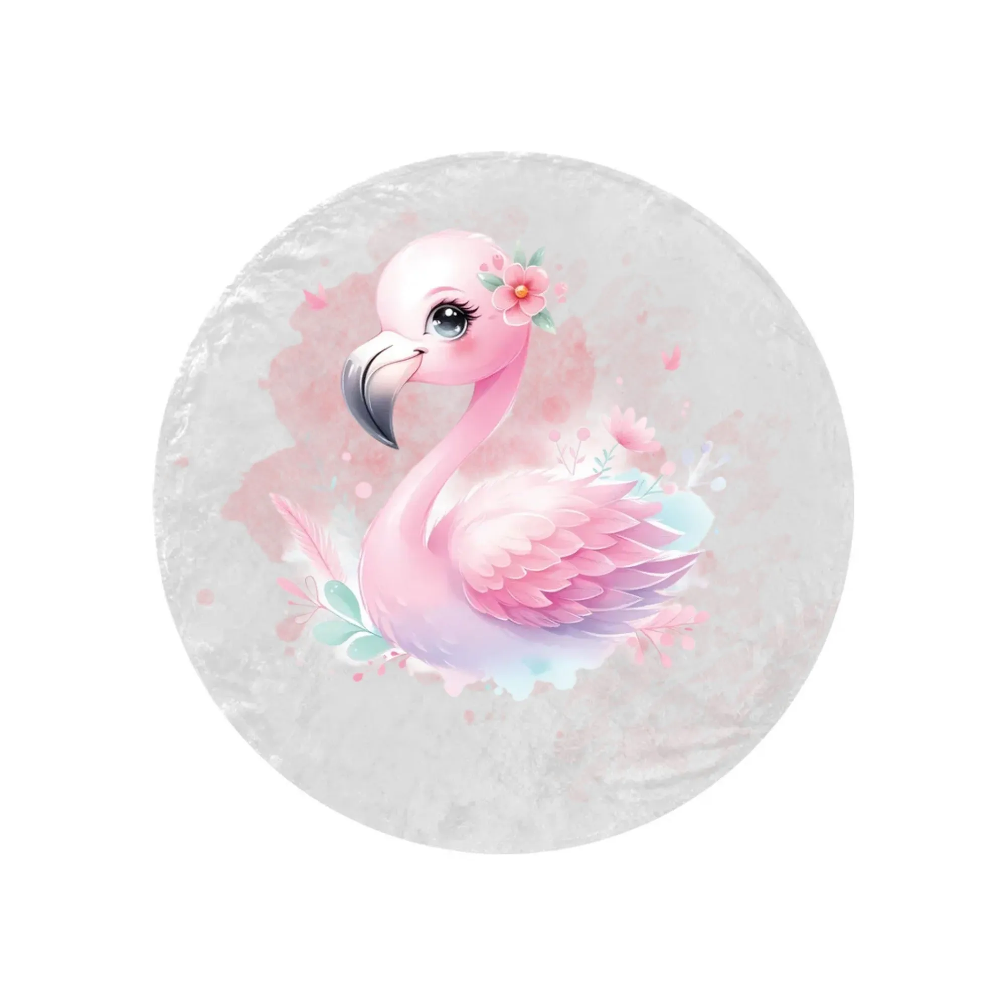 Round Blanket Personalised Flamingo