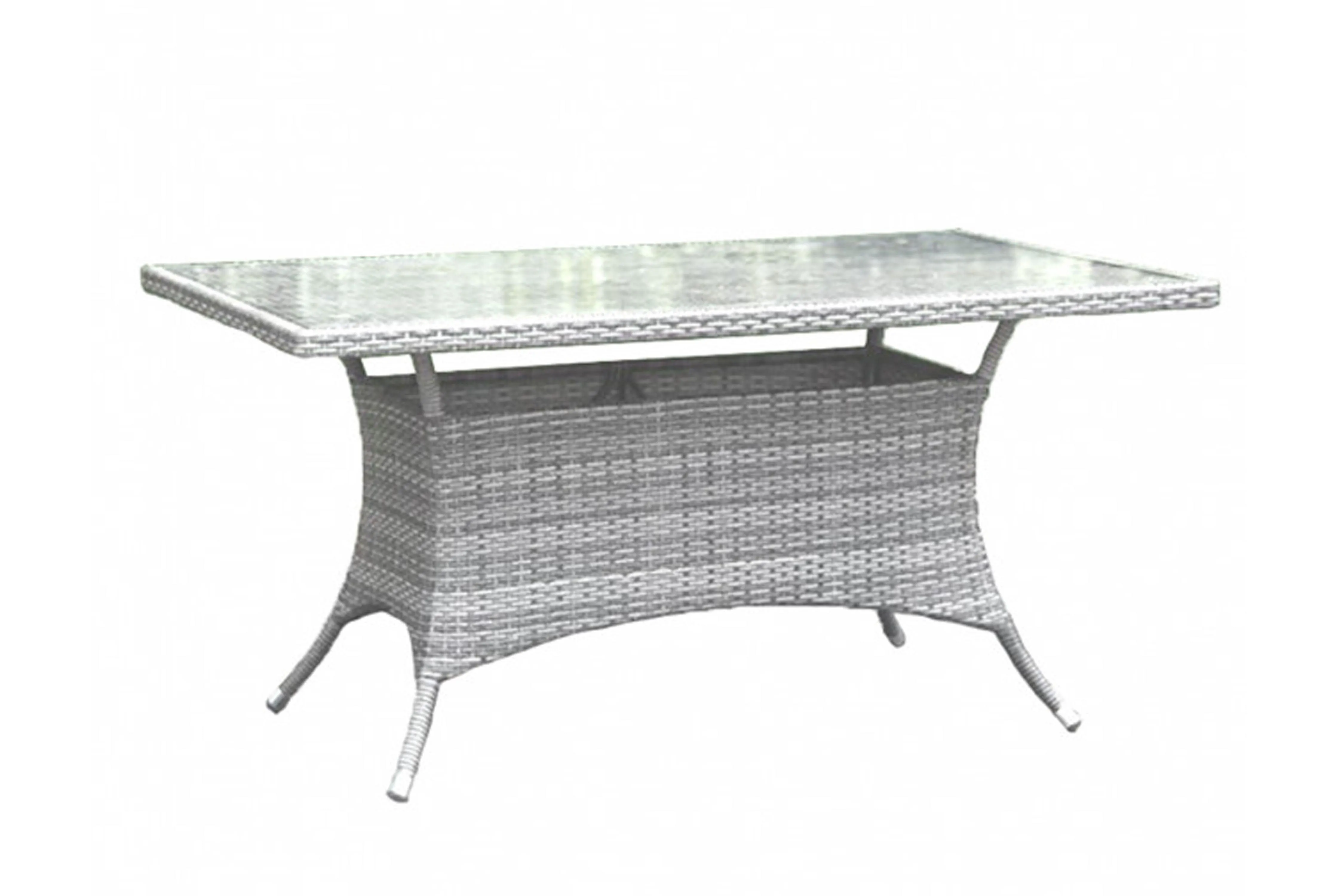 Santorini 36" x 60" Rectangular Dining Table KD w/whitewash tempered glass SKU: 895-1399-WW-RT