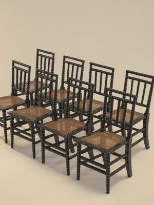 Set of Eight Ebonised Bobbin Chairs