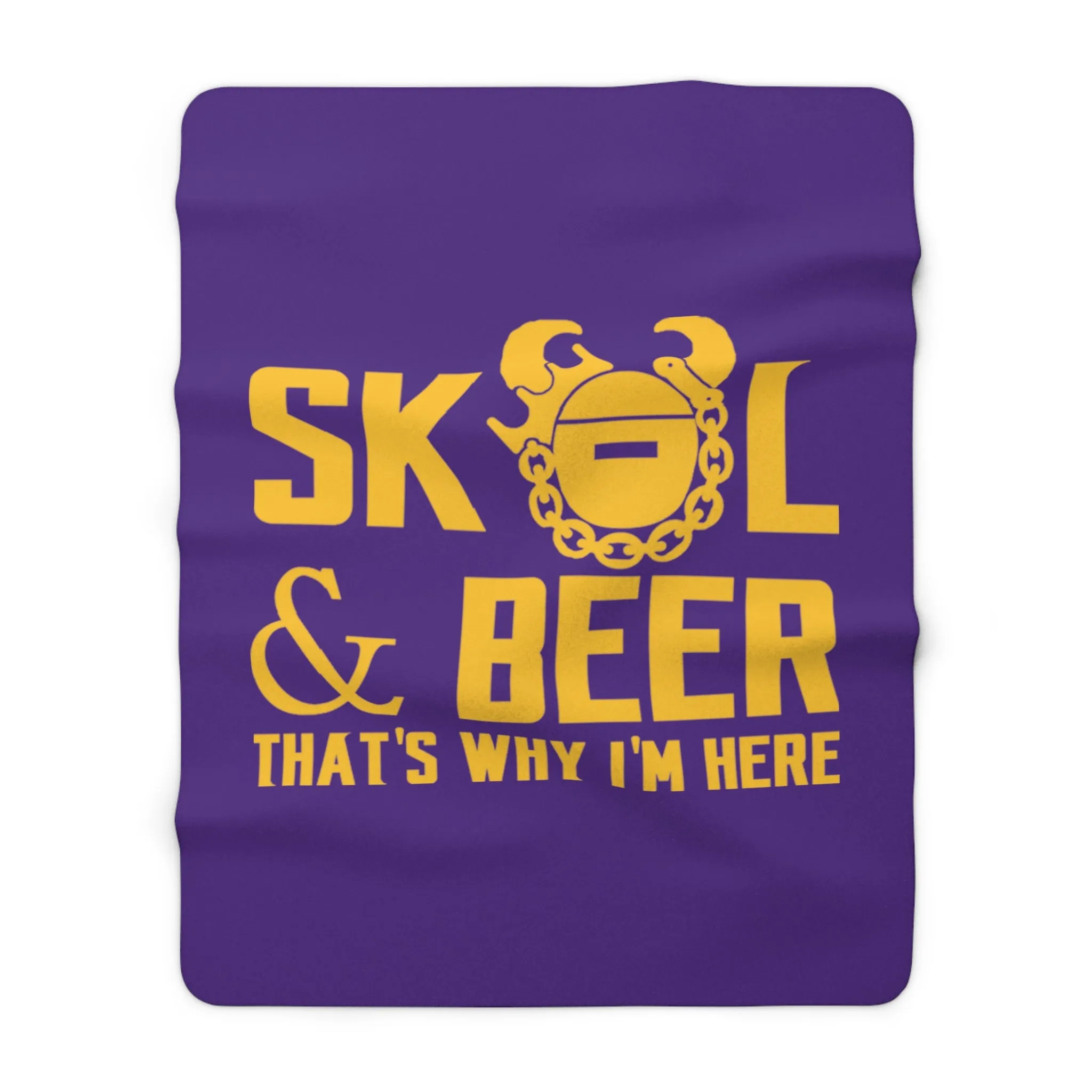 Sherpa Fleece Blanket - Purple/Gold - Football & BEER