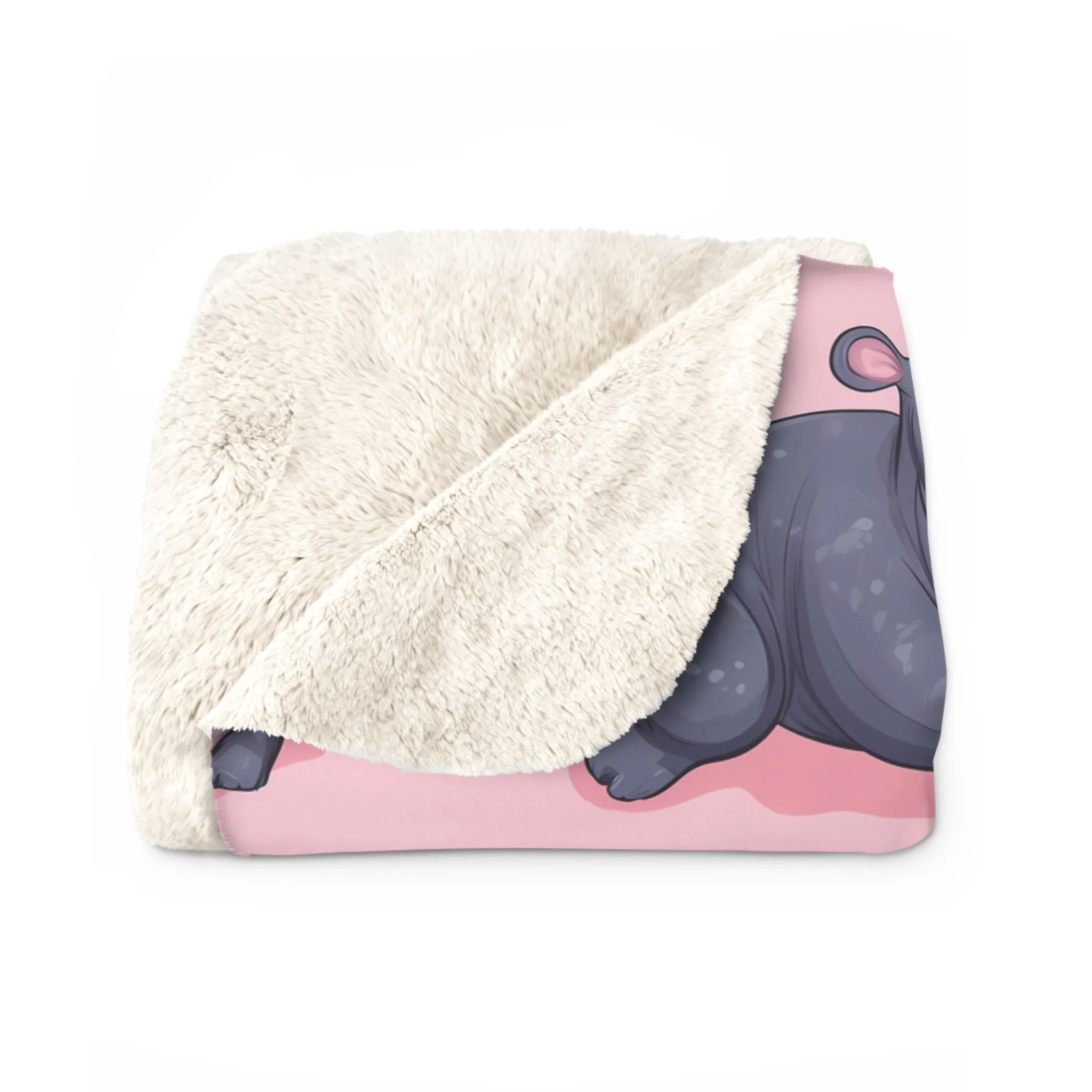 Sherpa Fleece Blanket with Cute Baby Pygmy Hippos Design, 50×60" Cozy Blanket