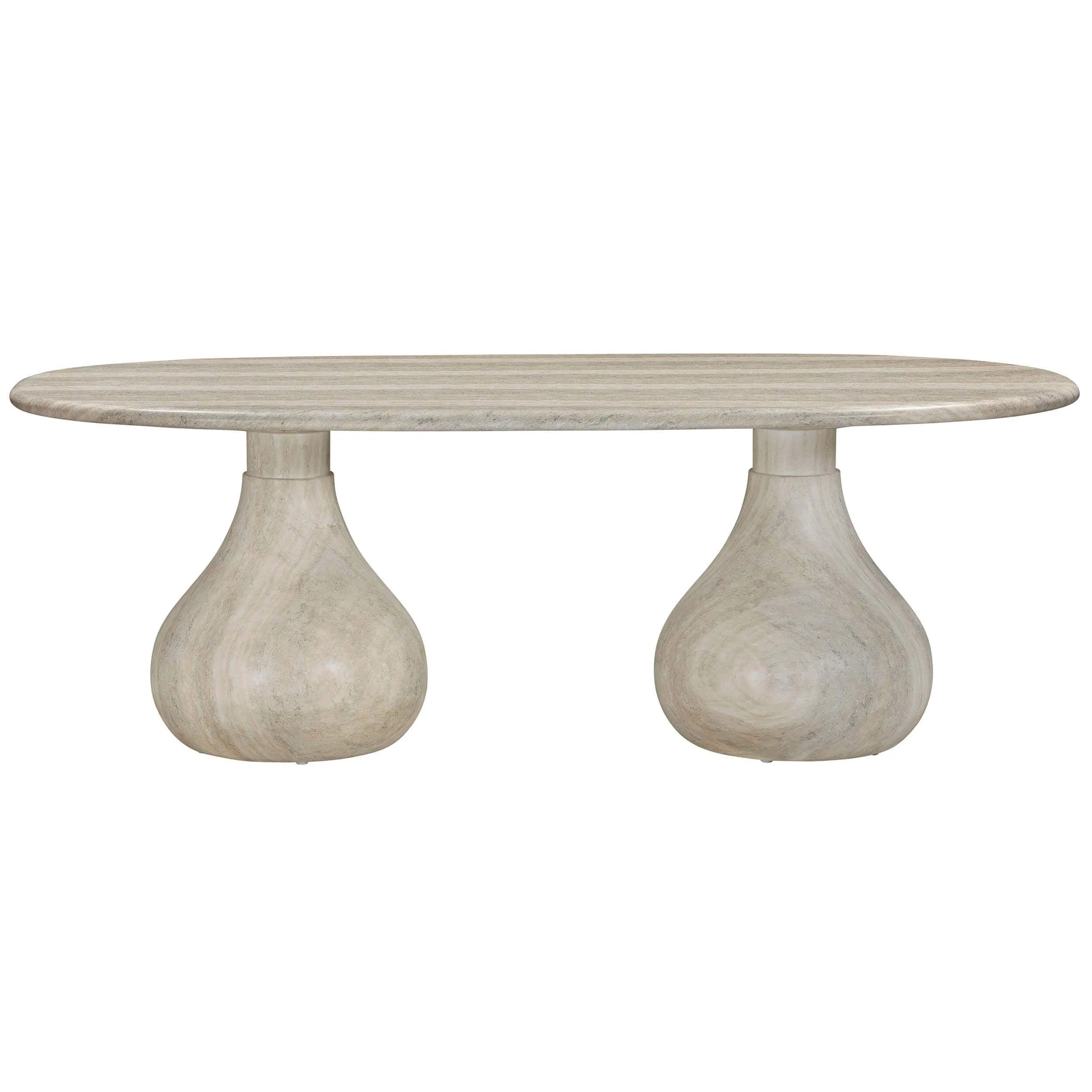 Smooch Outdoor Oval Dining Table, Faux Travertine