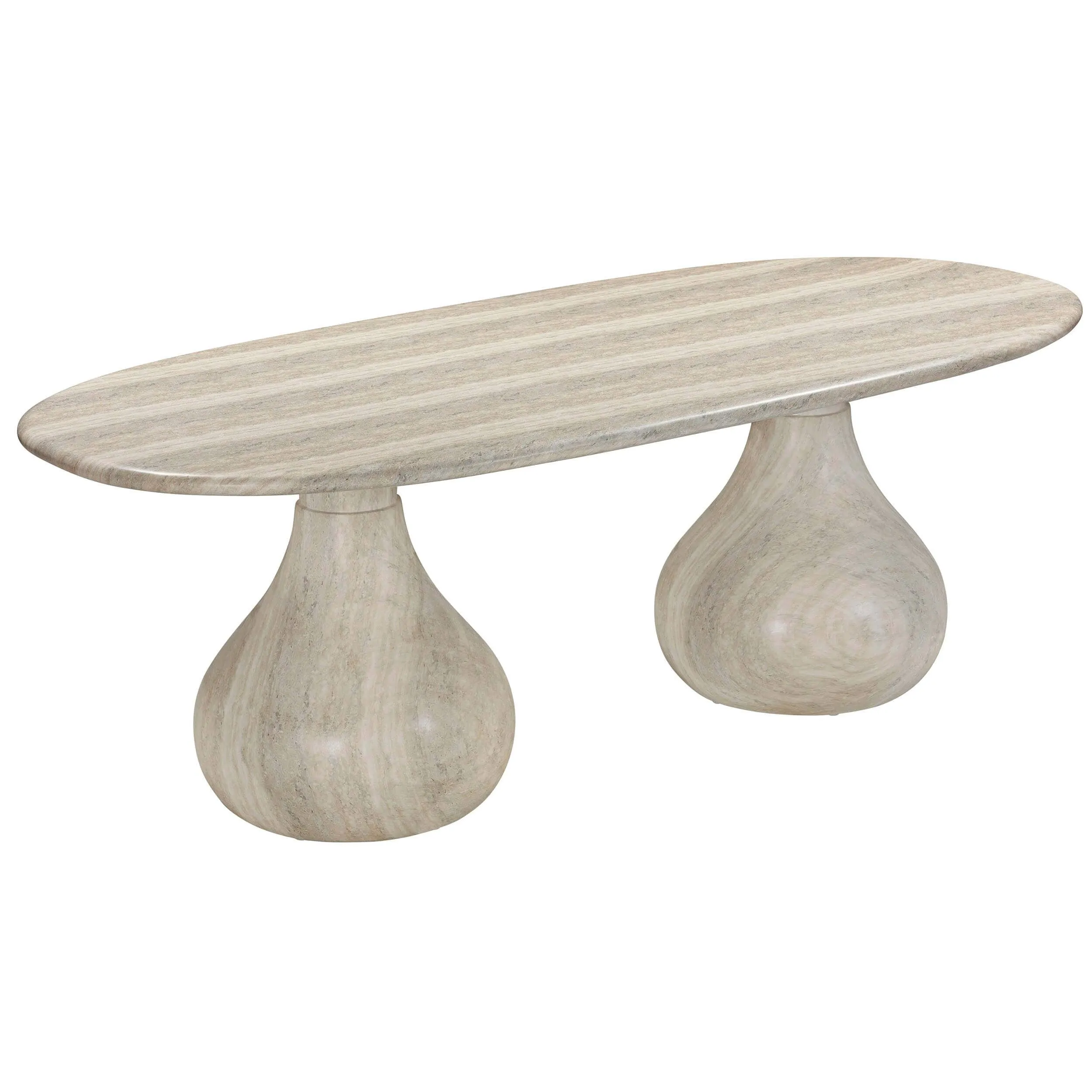 Smooch Outdoor Oval Dining Table, Faux Travertine