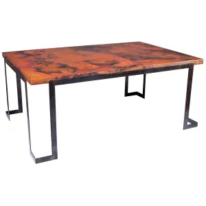 Steel Strap Rectangle Dining Table with Copper Top