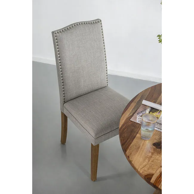 Studded Smoky Grey Armless Dining Chairs Set of 2