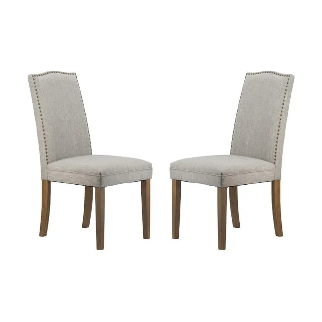 Studded Smoky Grey Armless Dining Chairs Set of 2