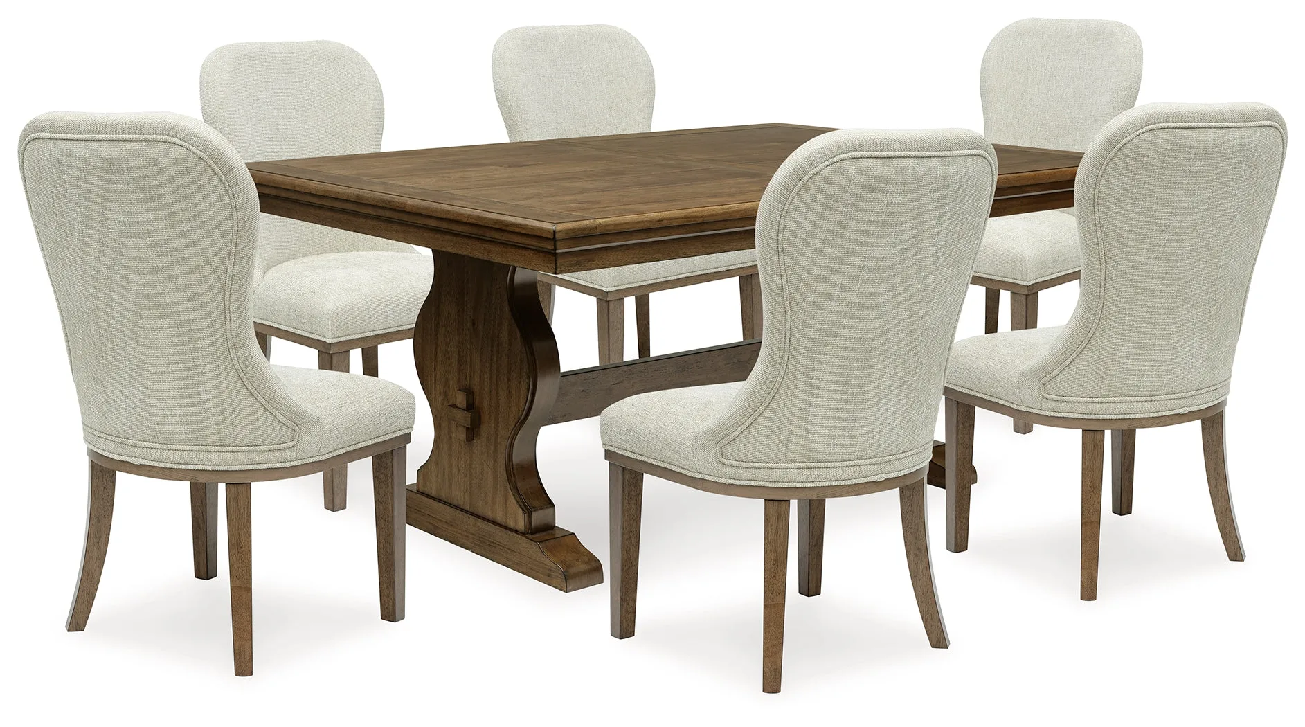 Sturlayne Dining Table and 6 Chairs with Storage in Brown