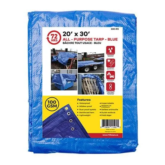 Tarp, All-Purpose, Blue - 72HRS