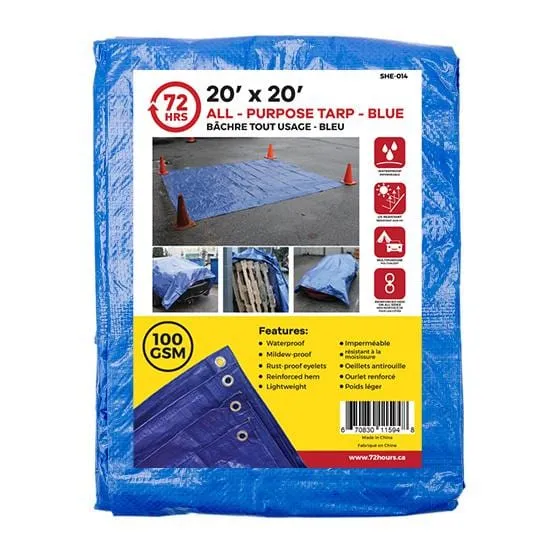 Tarp, All-Purpose, Blue - 72HRS