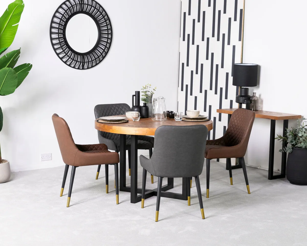 Tulsa Round Dining Table & Grey Sarah Dining Chairs