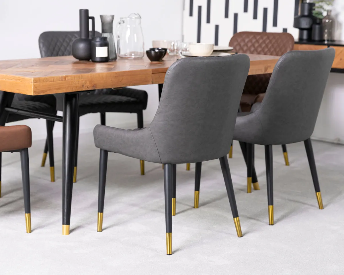 Tulsa Round Dining Table & Grey Sarah Dining Chairs