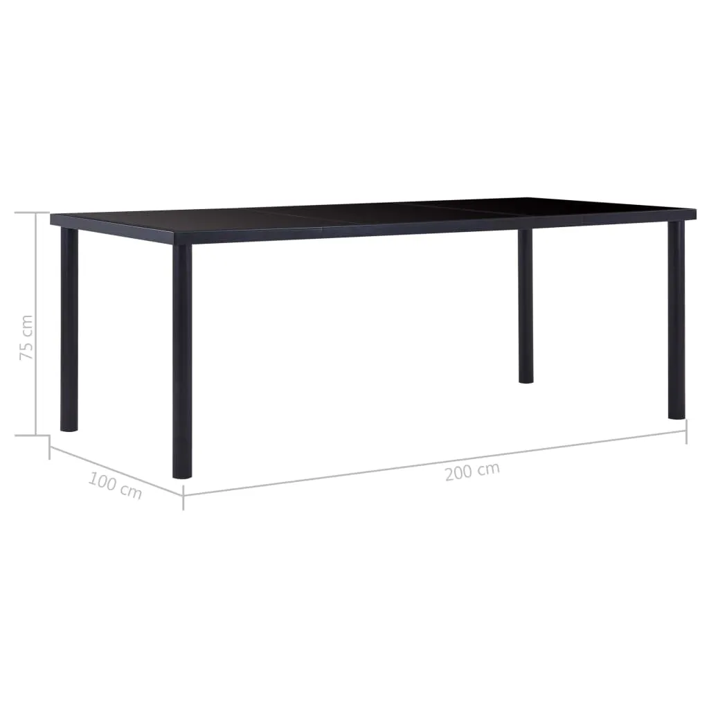 vidaXL Dining Table Black 200x100x75 cm Tempered Glass