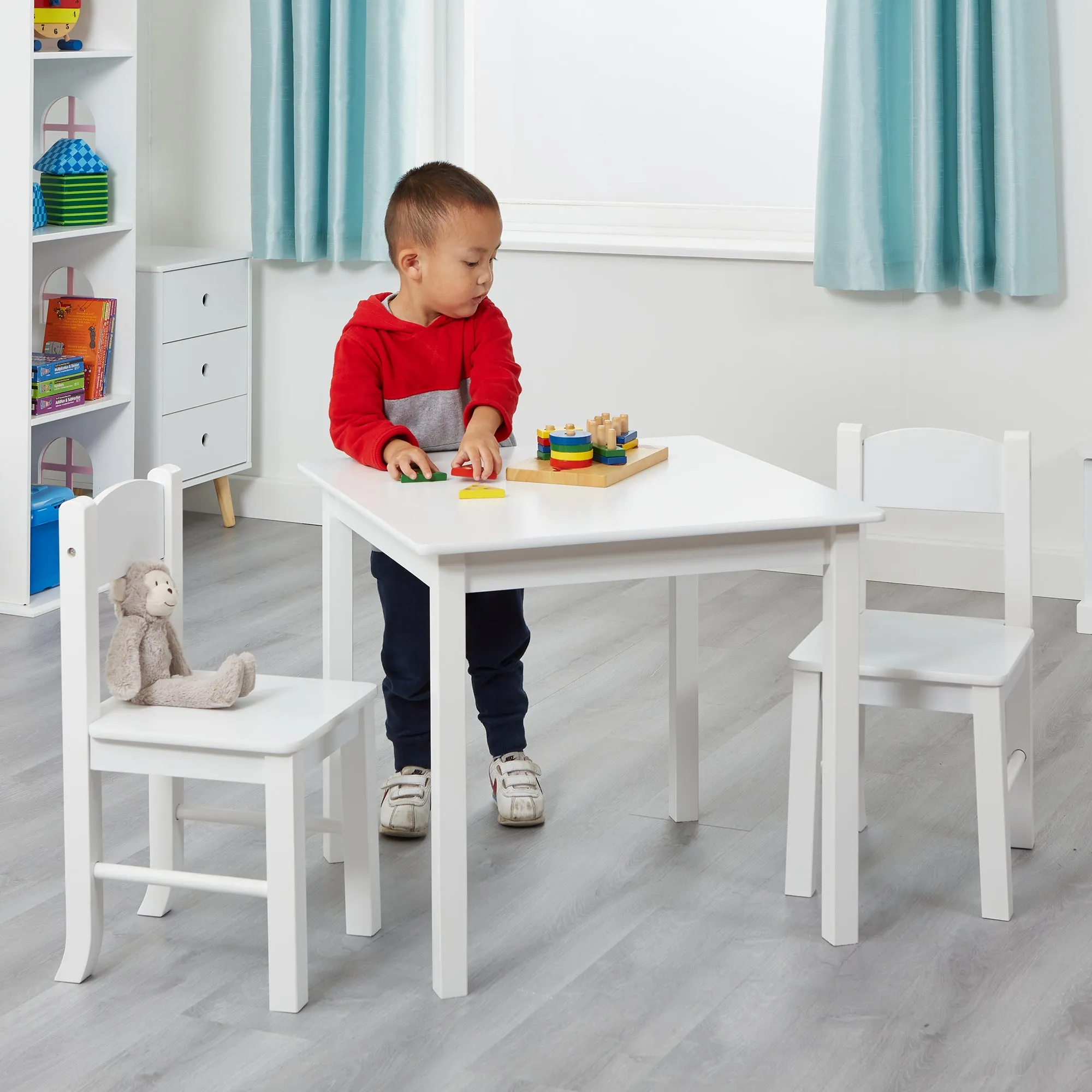 White Wooden Table and Chair Set